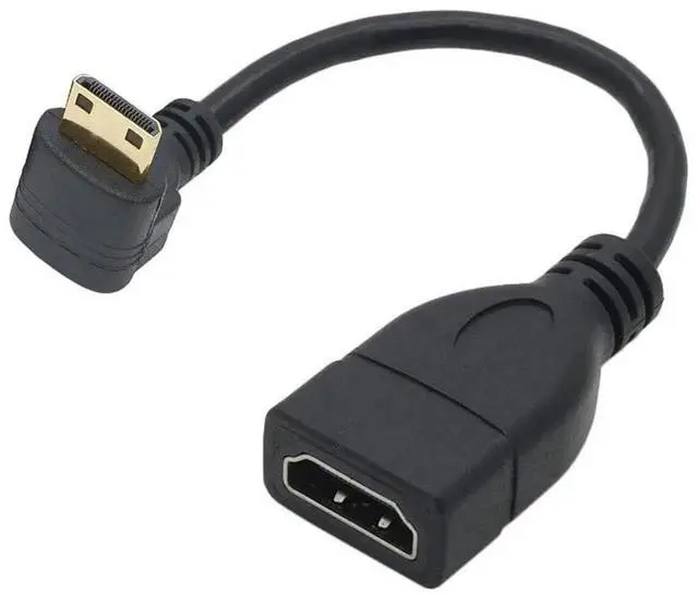 Main image of 0.15m 90 Degree Downward Right Angle Mini HDMI Adapter, Mini HDMI Male to HDMI Female Cable Connector Support 1080P Full HD 3D