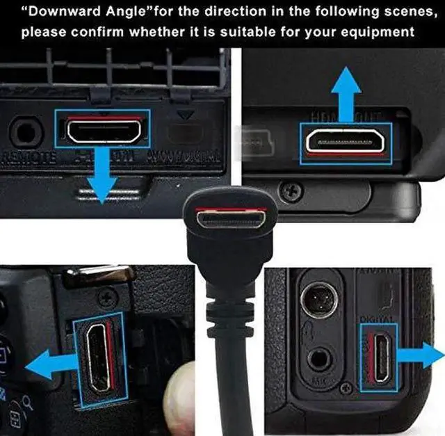 Alt view image 7 of 7 - 0.15m 90 Degree Downward Right Angle Mini HDMI Adapter, Mini HDMI Male to HDMI Female Cable Connector Support 1080P Full HD 3D