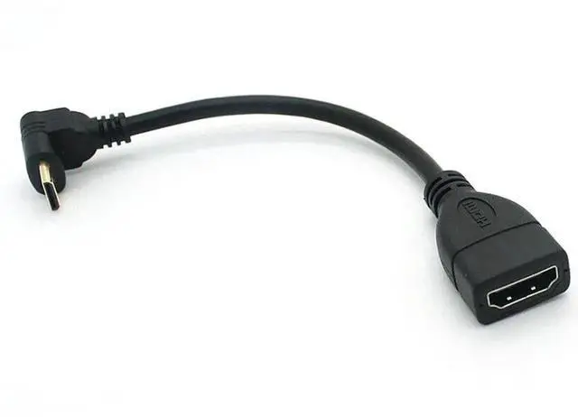 Alt view image 4 of 7 - 0.15m 90 Degree Downward Right Angle Mini HDMI Adapter, Mini HDMI Male to HDMI Female Cable Connector Support 1080P Full HD 3D