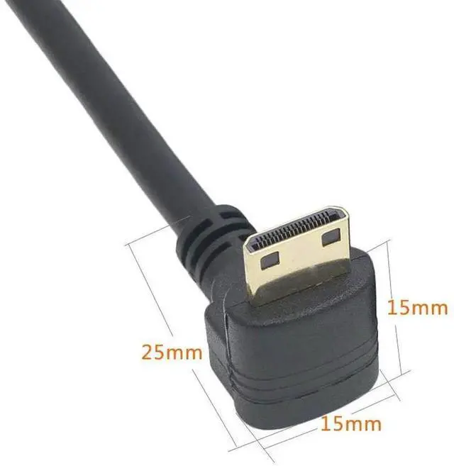 Alt view image 3 of 7 - 0.15m 90 Degree Downward Right Angle Mini HDMI Adapter, Mini HDMI Male to HDMI Female Cable Connector Support 1080P Full HD 3D