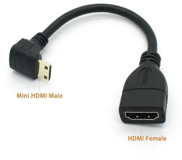 Alt view image 6 of 7 - 0.15m 90 Degree Downward Right Angle Mini HDMI Adapter, Mini HDMI Male to HDMI Female Cable Connector Support 1080P Full HD 3D