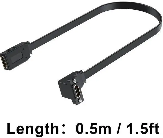 Alt view image 4 of 7 - 1.5ft Flat Panel Mount HDMI Extension Cable, 18Gbps Up Angled Female to Female Cord Support Ethernet 3D 4K 2160p 1080p ARC for UHD TV PC Xbox