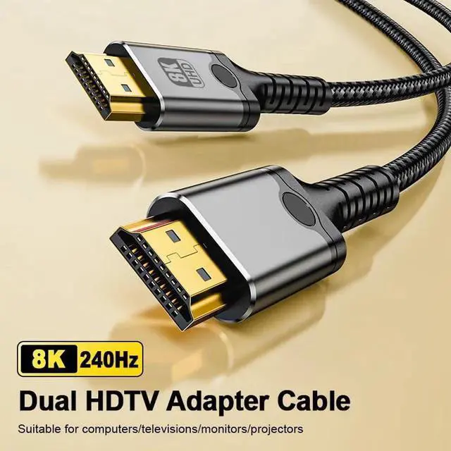 Alt view image 2 of 7 - 6.6FT Certified Ultra High Speed HDMI 2.1 Cable, 48Gbps Nylon Braided Cord, 8K@60Hz 4K@120Hz Support DTS:X HDR10 HDCP 2.2/2.3 for Roku TV PS5 HDTV Blu-ray Player