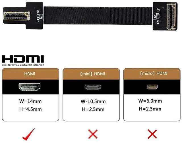 Alt view image 6 of 7 - 20cm CYFPV Dual 90 Degree Right-Up Angled HDMI Type A Male to Male FPC Flat Cable, Ultra Slim Flexible HDMI FPC Cord for FPV Drone Multicopter Aerial Photography HDTV