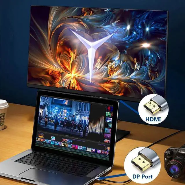 Alt view image 2 of 6 - 6FT DisplayPort to HDMI Cable, 4K@30Hz Uni-Directional Cord with Gold-Plated Connector & Aluminum Shell for HDTV Monitor Projector