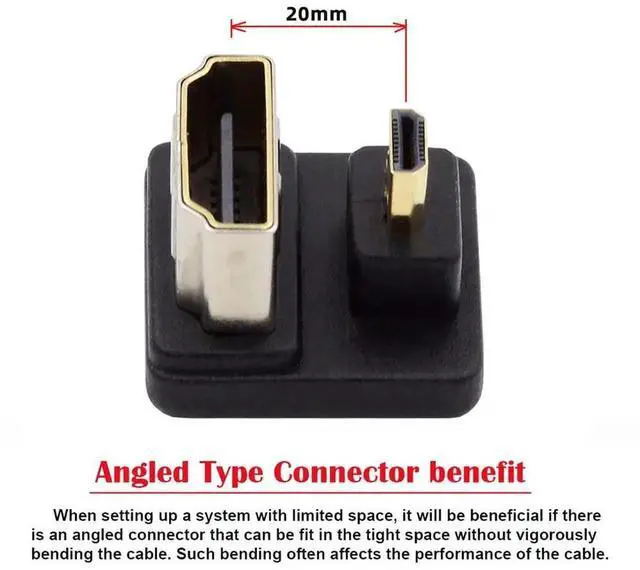 Alt view image 3 of 7 - 4K Port Savers Micro HDMI 1.4 Type-D Male to HDMI Female Adapter, U-Shape Up Opposite 360 Degree Back Angled Micro HDMI Extension Converter