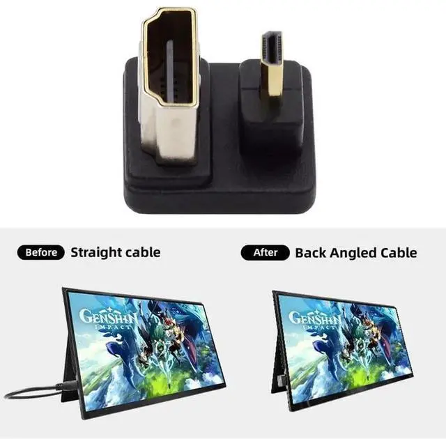 Alt view image 7 of 7 - 4K Port Savers Micro HDMI 1.4 Type-D Male to HDMI Female Adapter, Down Opposite U-Shape Back Angled 360° Micro HDMI Extension Port Saver