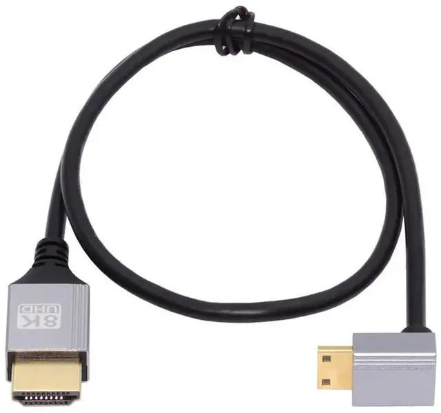 Main image of 0.5m/1.5ft 90 Degree Down Angled Mini HDMI 2.1 Cable, Ultra Thin Hyper Flexible Type-A to Type-C 8K 4K Slim HDTV Cord for Camera HDTV