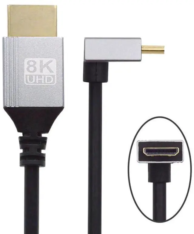 Alt view image 6 of 7 - 0.5m/1.5ft 90 Degree Down Angled Mini HDMI 2.1 Cable, Ultra Thin Hyper Flexible Type-A to Type-C 8K 4K Slim HDTV Cord for Camera HDTV