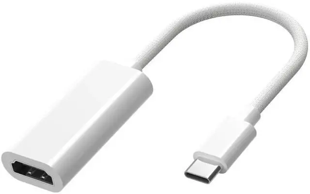 Main image of USB C to HDMI Adapter 4K@60Hz, White Braided Type C to HDMI Converter Compatible with iPhone 17 16 15, iPad Air Pro, Chromebook, Pixelbook, Surface Laptop 5, Galaxy Book 3 Ultra, ThinkPad T14