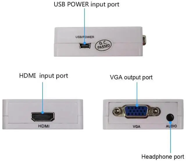 Alt view image 2 of 7 - HDMI Female to VGA Female Adapter with 3.5mm Audio Port, 1080P Video Converter for PC Laptop Old Monitor Projector HDTV