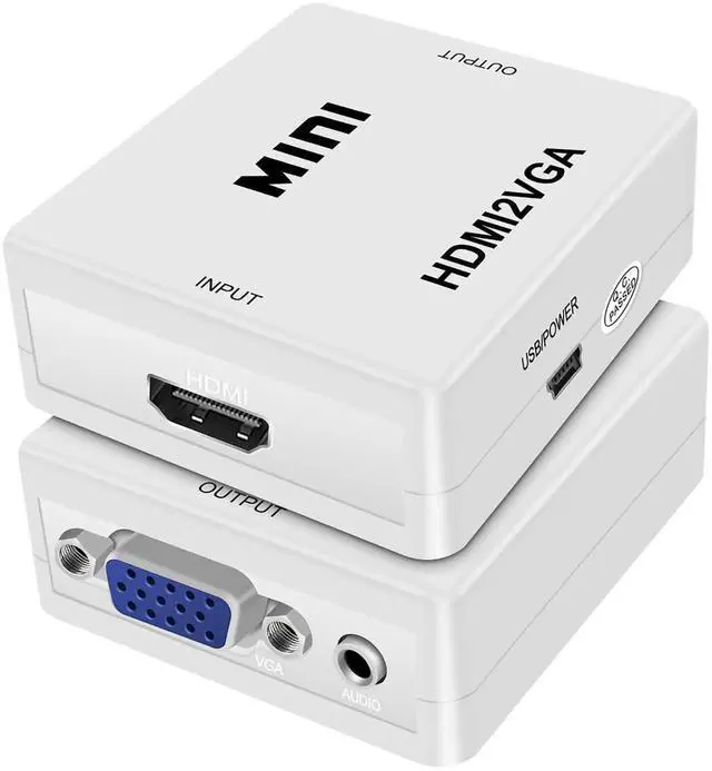 Alt view image 4 of 7 - HDMI Female to VGA Female Adapter with 3.5mm Audio Port, 1080P Video Converter for PC Laptop Old Monitor Projector HDTV