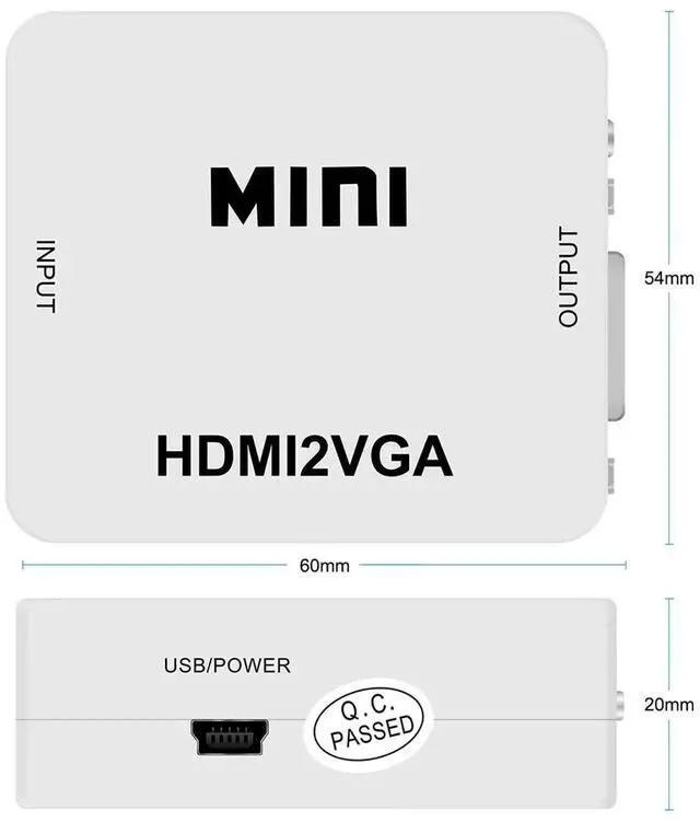 Alt view image 3 of 7 - HDMI Female to VGA Female Adapter with 3.5mm Audio Port, 1080P Video Converter for PC Laptop Old Monitor Projector HDTV
