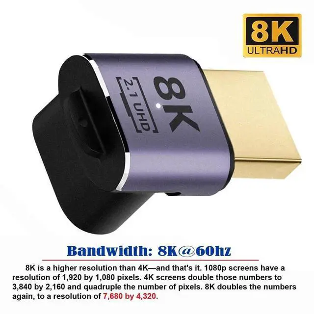 Alt view image 7 of 7 - HDMI 2.1 8K Male to Female Vertical 90 Degree Down Angled Adapter, UHD 8K@60Hz HDMI Extension Connector for HDTV Monitor Projector