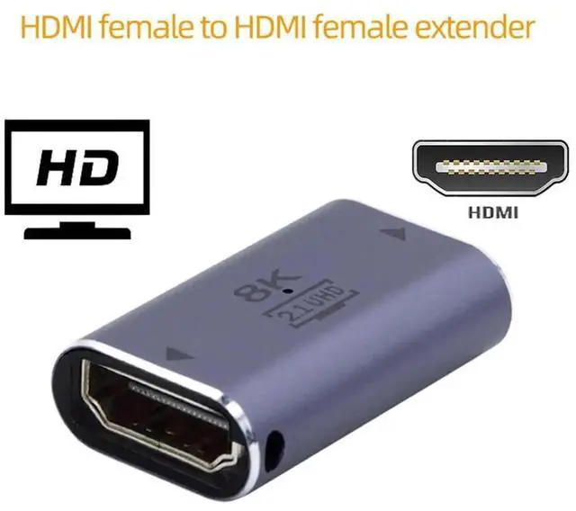 Alt view image 7 of 7 - HDMI 2.1 Female to Female Adapter, Gold-Plated UHD HDMI Extension Coupler Support 8K@60Hz for HDTV Monitor Projector