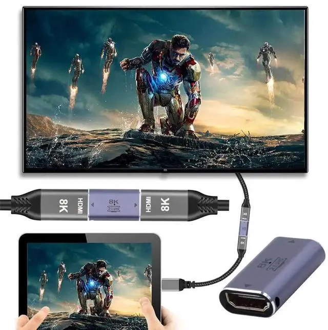 Alt view image 2 of 7 - HDMI 2.1 Female to Female Adapter, Gold-Plated UHD HDMI Extension Coupler Support 8K@60Hz for HDTV Monitor Projector