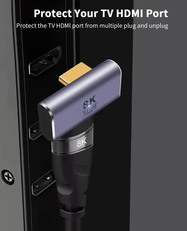 Alt view image 4 of 7 - 2-Pack 8K HDMI 90 & 270 Degree Left Right Angle Adapter, HDMI 2.1 Male to Female Extender 48Gbps Support 8K@60Hz Compatible with HDTV Laptop PS5 Xbox