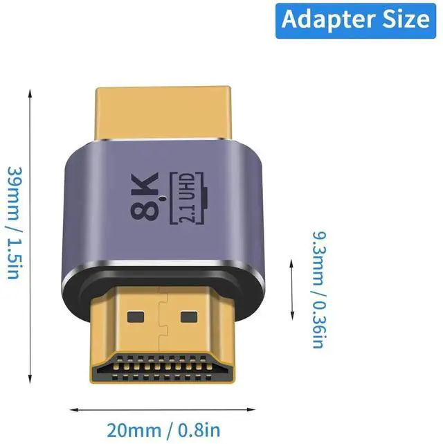 Alt view image 2 of 7 - 2-Pack 8K HDMI Male to Male Adapter, HDMI 2.1 48Gbps UHD Extender Coupler Connector Support 8K@60Hz 4K@120Hz 3D Compatible with HDTV Switch Xbox PS5
