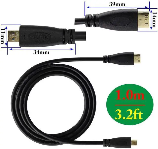 Alt view image 2 of 7 - 1M Micro HDMI Male to Mini HDMI Male Cable, High Speed 4K Micro HDMI (C/D) Converter Cord Compatible with Digital Cameras, Tablets and Monitors