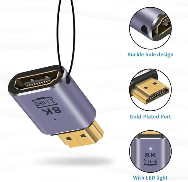 Alt view image 2 of 7 - 2-Pack 8K HDMI Extension Adapter, HDMI 2.1 Male to Female UHD Connector 48Gbps Support 8K@60Hz 4K@120Hz 3D HDR Compatible with Laptop DVD TV Monitor PS5