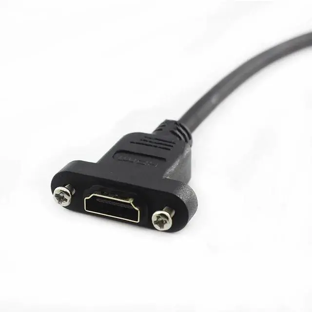 Alt view image 6 of 7 - 30CM Panel Mount HDMI to Mini HDMI Extension Cable, Gold-Plated Female to Mini Male HDMI Cord with Fixed Screw Hole, Fully Shielded for Handheld Digital Camera