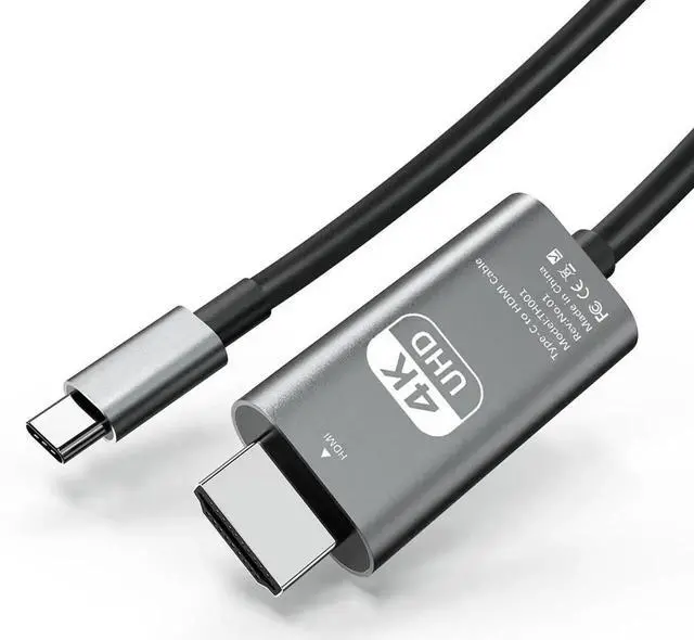 Main image of 6Ft USB C to HDMI Cable, 4K USB 3.1 Type-C to HDMI Cord Thunderbolt 3/4/5 Compatible for MacBook Air, Galaxy S9-S24, iPhone 15/16, iPad Pro, iMac, Surface