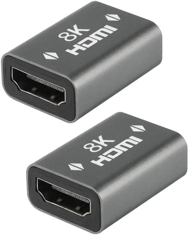 Main image of 2Pack Gray HDMI Female to Female Coupler, Aluminum Alloy HDMI Extension Connector Support 3D 8K@60Hz HDR, Compatible for HDTV Roku Stick PC Monitor Laptop