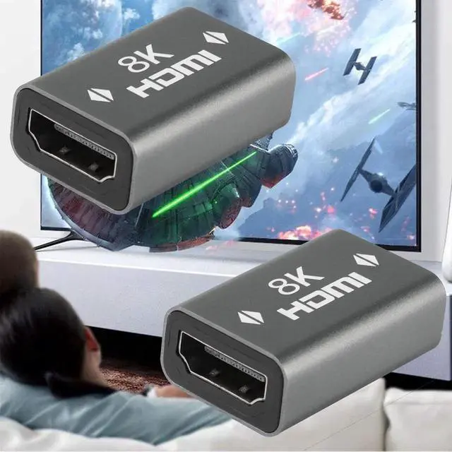 Alt view image 2 of 6 - 2Pack Gray HDMI Female to Female Coupler, Aluminum Alloy HDMI Extension Connector Support 3D 8K@60Hz HDR, Compatible for HDTV Roku Stick PC Monitor Laptop