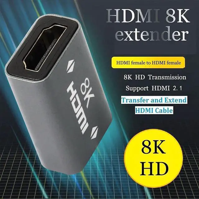 Alt view image 6 of 6 - 2Pack Gray HDMI Female to Female Coupler, Aluminum Alloy HDMI Extension Connector Support 3D 8K@60Hz HDR, Compatible for HDTV Roku Stick PC Monitor Laptop