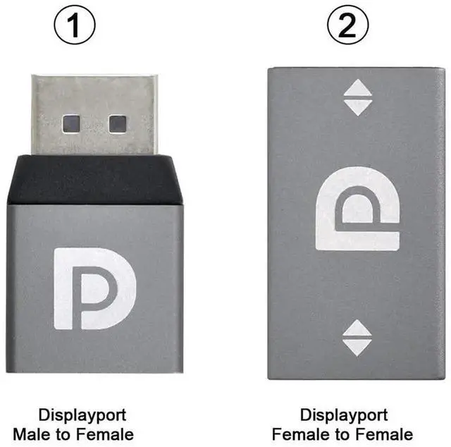 Alt view image 2 of 7 - 2Pcs DisplayPort 1.2 Extension Adapter, 4K@60Hz Ultra HD DP Male to Female Connector Compatible with PC Laptop TV Video Display
