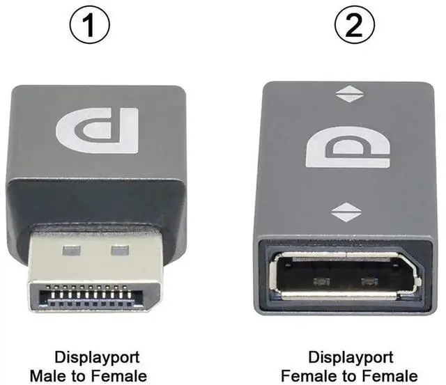 Alt view image 4 of 7 - 2Pcs DisplayPort 1.2 Extension Adapter, 4K@60Hz Ultra HD DP Male to Female Connector Compatible with PC Laptop TV Video Display
