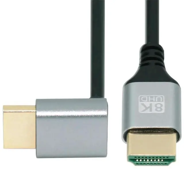 Main image of 1m 8K HDMI 2.1 Ultra Thin Cable, 90 Degree Down Angled Super Flexible Slim Type-A Male to Male Cord for Computer HDTV Projector Home Theatre