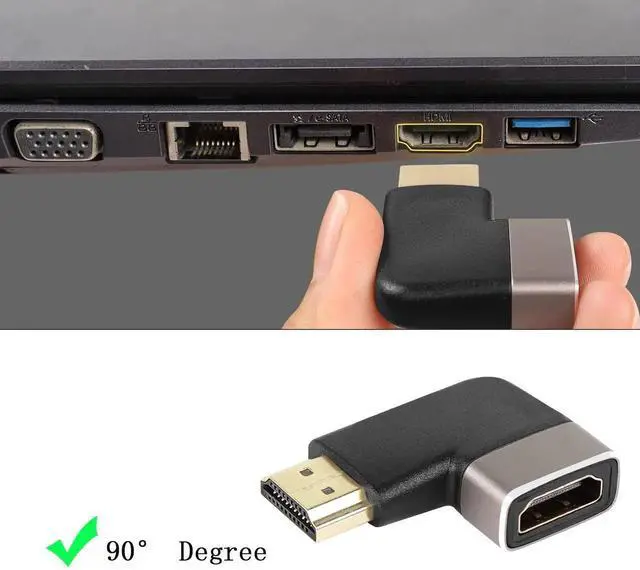 Alt view image 2 of 7 - 2 Pcs 90 Degree Left Bend L-Shape HDMI 2.1 Angle Adapter, 8K@60Hz 4K@120Hz HDR Right Angle Male to Female HDMI Extender Coupler for TV Projector Laptop PC