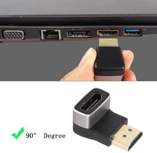Alt view image 7 of 7 - 2Pcs 90 Degree Up Bend L-Shape HDMI 2.1 Right Angle Adapter, 8K@60Hz 4K@120Hz HDR Male to Female HDMI Extender Coupler for TV Projector Laptop PC