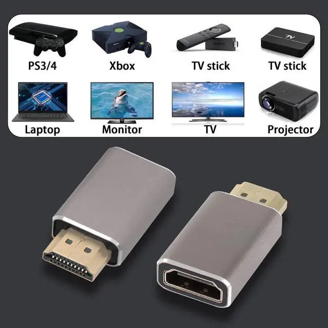 Alt view image 6 of 7 - 2 Pcs HDMI 2.1 Straight Extension Adapter, 8K@60Hz 4K@120Hz HDR Ultra HD HDMI Male to Female Coupler Extender Converter for HDTV Projector Laptop PC
