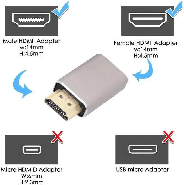 Alt view image 5 of 7 - 2 Pcs HDMI 2.1 Straight Extension Adapter, 8K@60Hz 4K@120Hz HDR Ultra HD HDMI Male to Female Coupler Extender Converter for HDTV Projector Laptop PC