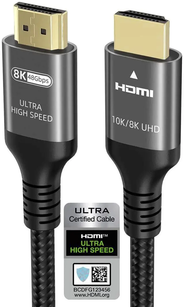 Main image of 8 FT Certified Ultra High Speed HDMI Cable, 48Gbps 10K 8K 4K HDMI 2.1 Cord Support 4K 240Hz 144Hz 120Hz 8K@60Hz HDR10+ eARC HDCP2.3 Compatible with Roku TV PC Monitor Projector PS5 Xbox