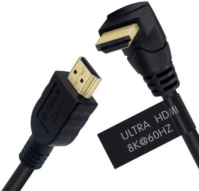 Alt view image 4 of 7 - 6 Feet 90 Degree Up Angle HDMI 2.1 Cable, 48Gbps 8K@60Hz 3D HDR High Speed Male to Male Cord, Right Angle HDMI Cable Compatible with TV Xbox PS4 PS5