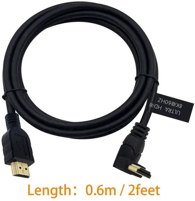 Alt view image 7 of 7 - 6 Feet 90 Degree Up Angle HDMI 2.1 Cable, 48Gbps 8K@60Hz 3D HDR High Speed Male to Male Cord, Right Angle HDMI Cable Compatible with TV Xbox PS4 PS5