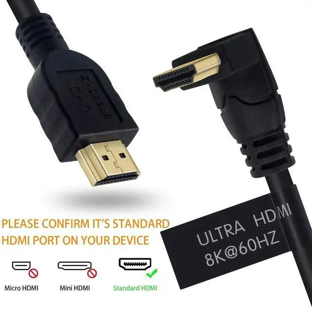 Alt view image 6 of 7 - 6 Feet 90 Degree Up Angle HDMI 2.1 Cable, 48Gbps 8K@60Hz 3D HDR High Speed Male to Male Cord, Right Angle HDMI Cable Compatible with TV Xbox PS4 PS5