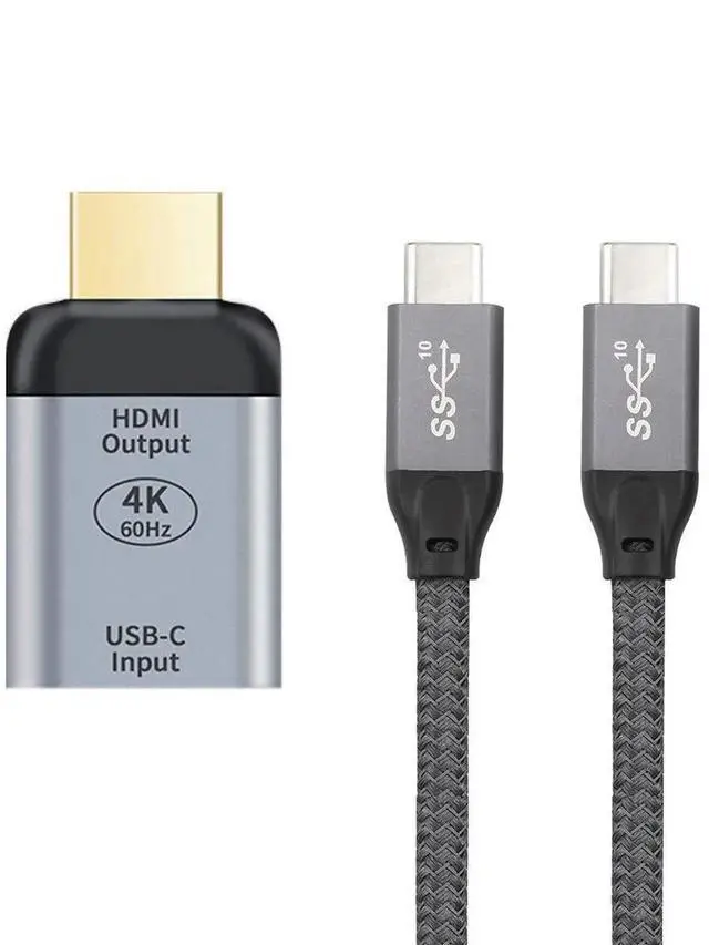 Main image of USB-C Female to HDMI Adapter Cable, 10Gbps 100W PD Charging Support, 4K@60Hz 1080P HDTV Video Converter Compatible with Laptop Phone Tablet