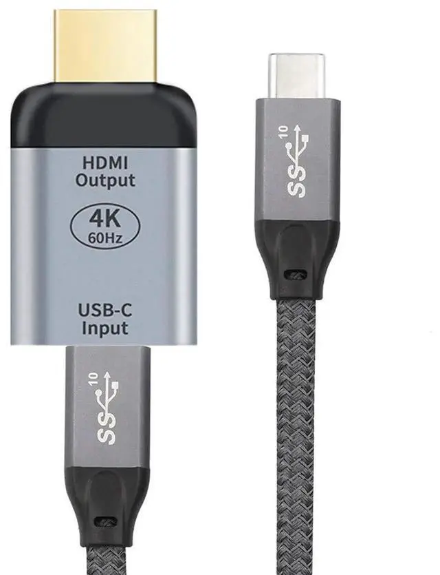 Alt view image 2 of 7 - USB-C Female to HDMI Adapter Cable, 10Gbps 100W PD Charging Support, 4K@60Hz 1080P HDTV Video Converter Compatible with Laptop Phone Tablet