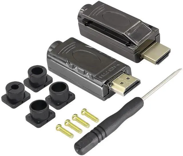 Main image of 2Pack HDMI Male Solderless Connector with Metal Shell, HDMI Screw Terminal Solderless Plug Adapter, HD Cable Signal Junction Box Module for DIY HDMI Cable Wiring Installation