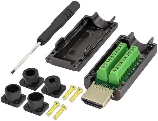 Alt view image 4 of 7 - 2Pack HDMI Male Solderless Connector with Metal Shell, HDMI Screw Terminal Solderless Plug Adapter, HD Cable Signal Junction Box Module for DIY HDMI Cable Wiring Installation
