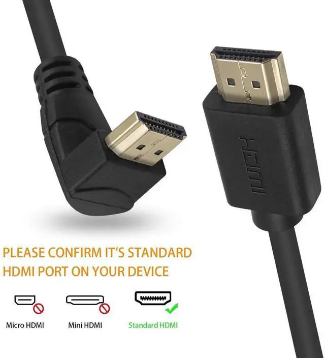 Alt view image 2 of 7 - 2Pack 90 Degree Down Angle HDMI 2.0 Male to Male Cable, 2FT/60cm 4K@60Hz 4K 2K Gold Plated High Speed HDMI M/M Down Angle Cord