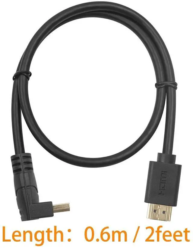 Alt view image 3 of 7 - 2Pack 90 Degree Down Angle HDMI 2.0 Male to Male Cable, 2FT/60cm 4K@60Hz 4K 2K Gold Plated High Speed HDMI M/M Down Angle Cord