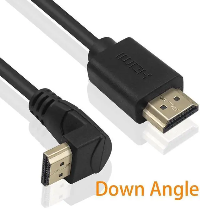 Alt view image 6 of 7 - 2Pack 90 Degree Down Angle HDMI 2.0 Male to Male Cable, 2FT/60cm 4K@60Hz 4K 2K Gold Plated High Speed HDMI M/M Down Angle Cord