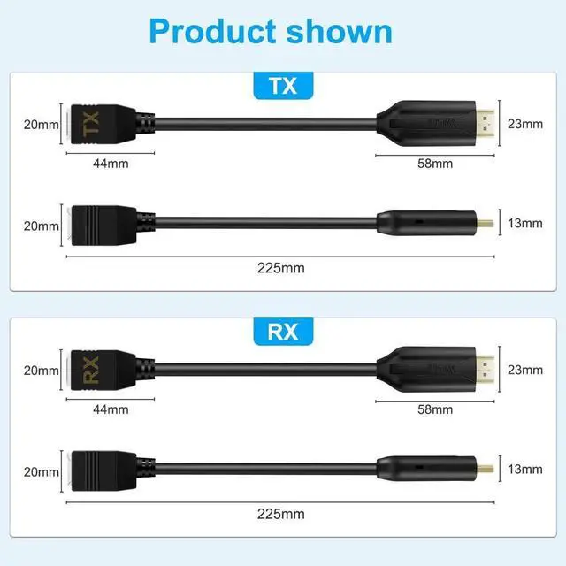 Alt view image 2 of 7 - HDMI Over Ethernet Cat5e Cat6 RJ45 Cable, Male to Female HDMI to RJ45 Network Converter, 2 Ports Transmitter Receiver, Up to 196FT/60M, Power Over Ethernet Support, Full 1080P for Displays