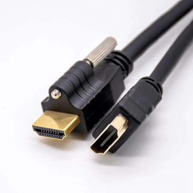 Main image of HDMI Male to Female Straight Adapter Cable with Screws, 1M Heavy Duty HDMI Extension Cord for Panel Mount Monitor TV Projector