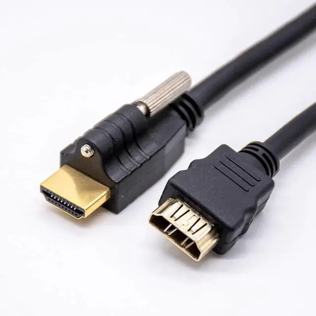 Alt view image 2 of 3 - HDMI Male to Female Straight Adapter Cable with Screws, 1M Heavy Duty HDMI Extension Cord for Panel Mount Monitor TV Projector